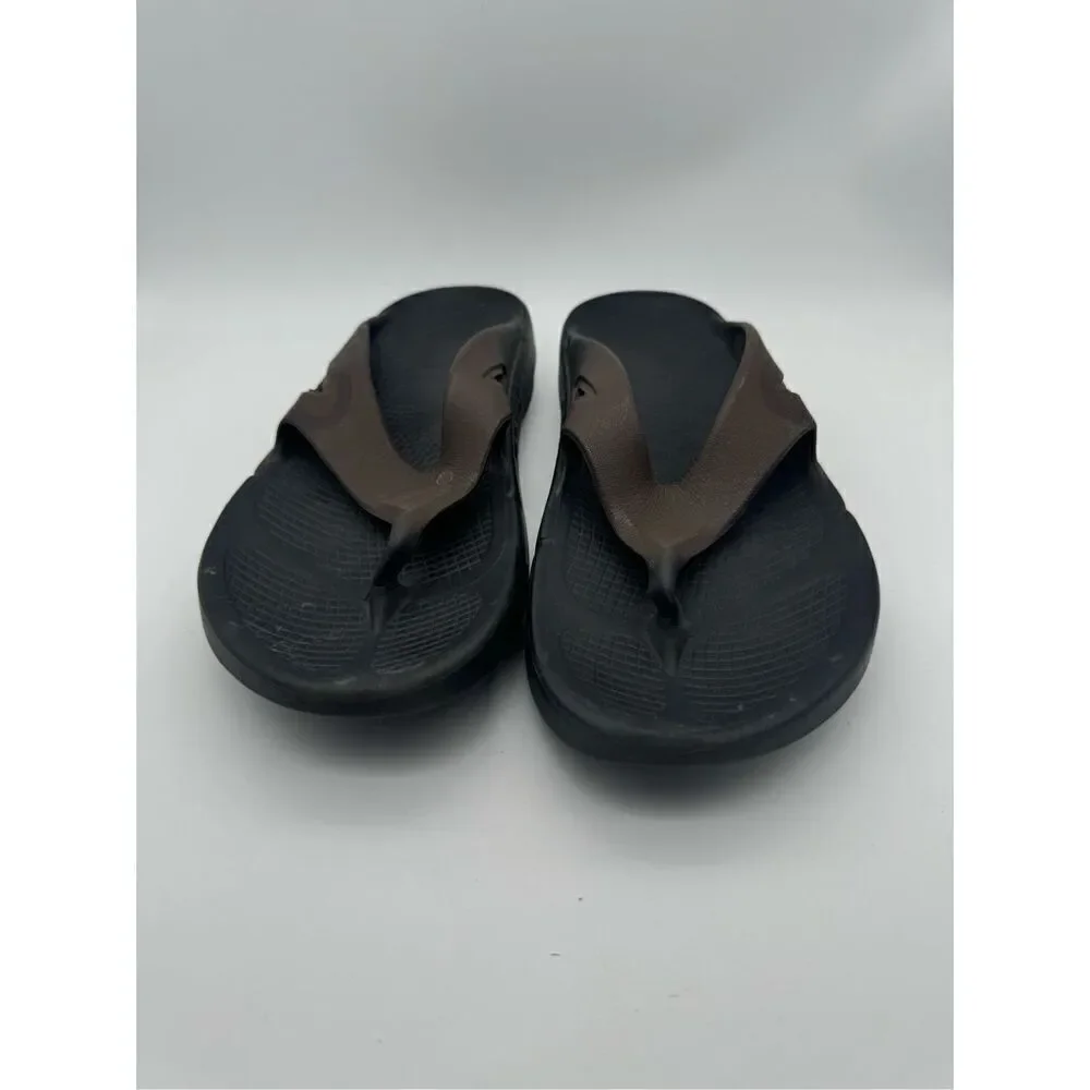 OOFOS Women's Atlantis Black/Brown OOLALA Luxe‎  Recovery Sandals-M9-W11